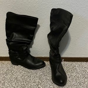 Black calf high boots size 9